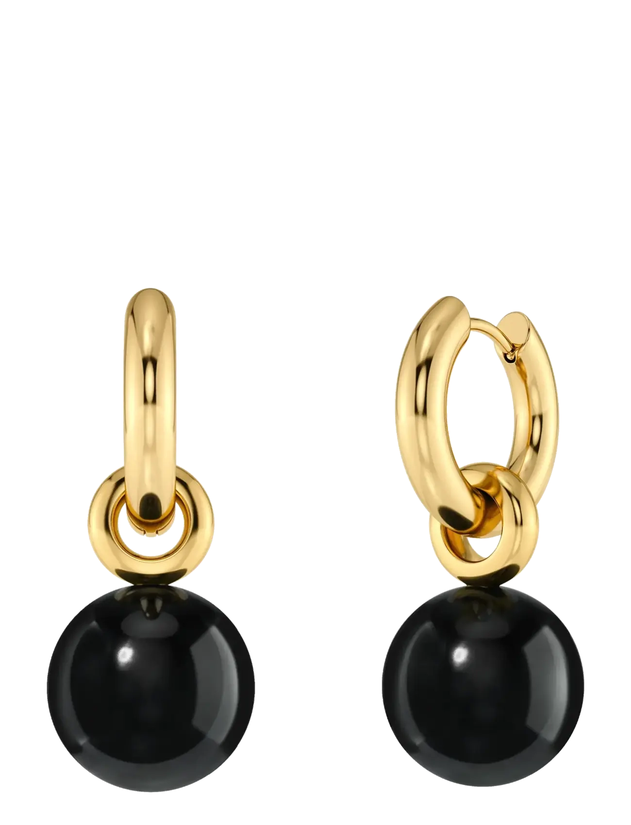 Edblad Aura Hoops L Gold/Black One Size - Festtøj - GOLD / gold
