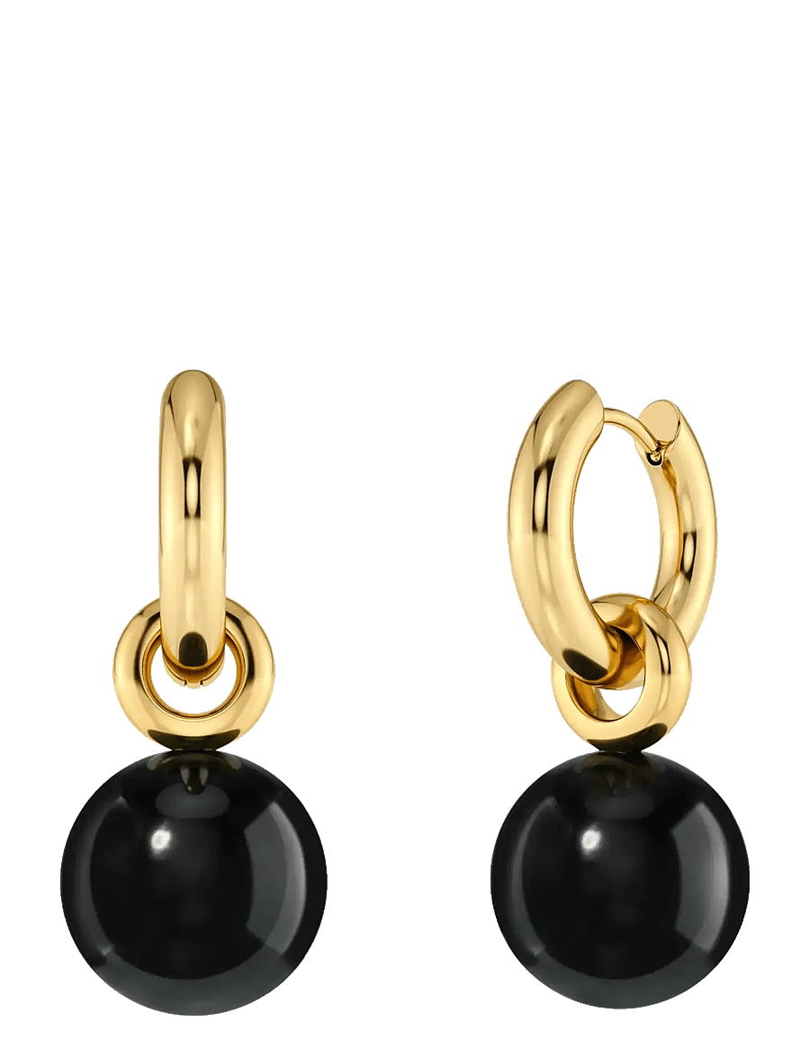 Edblad - Aura Hoops L Gold/Black One Size - kreolen - gold - 1