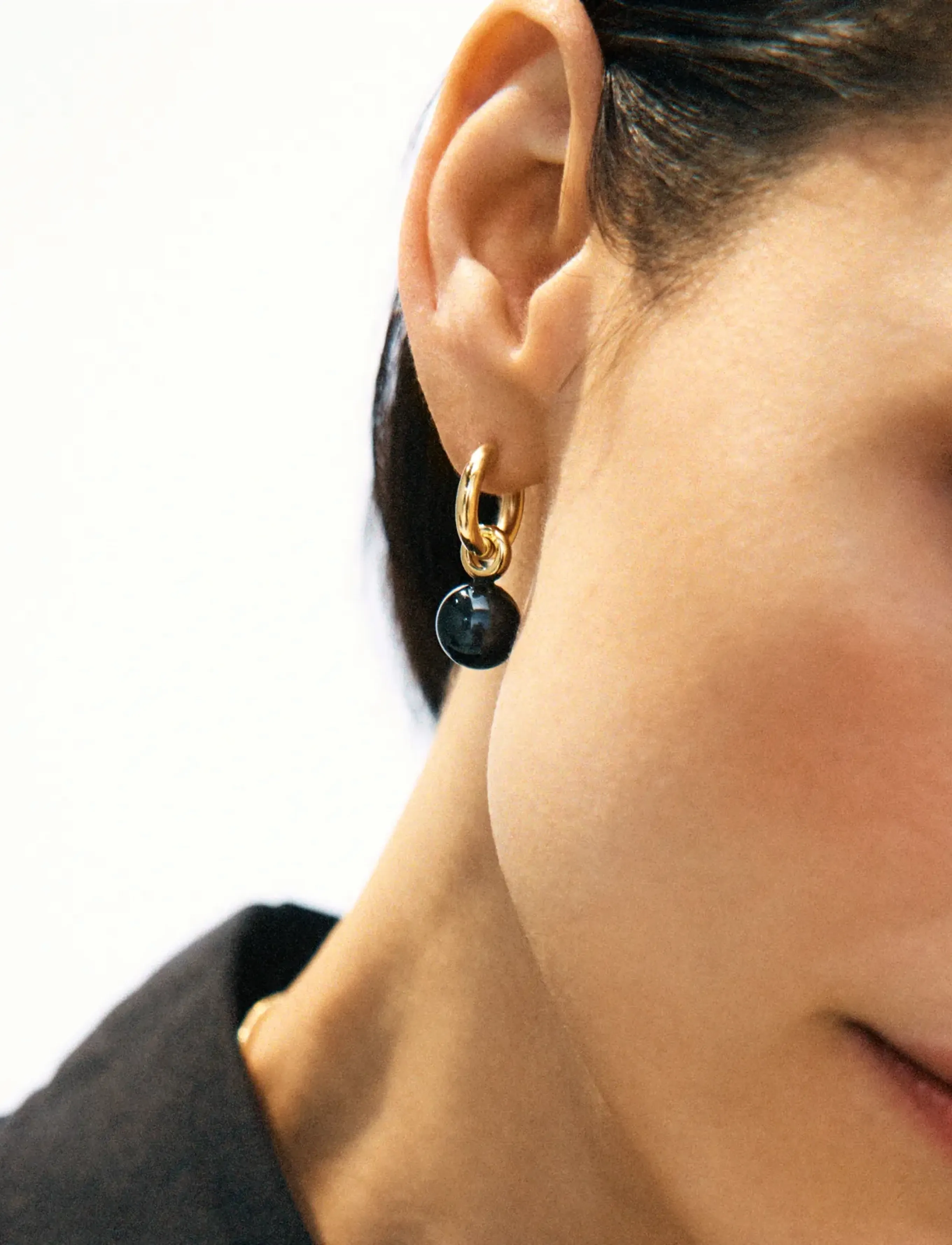 Edblad Aura Hoops L Gold/Black One Size, Earrings, Gold - Hoops, Frauen