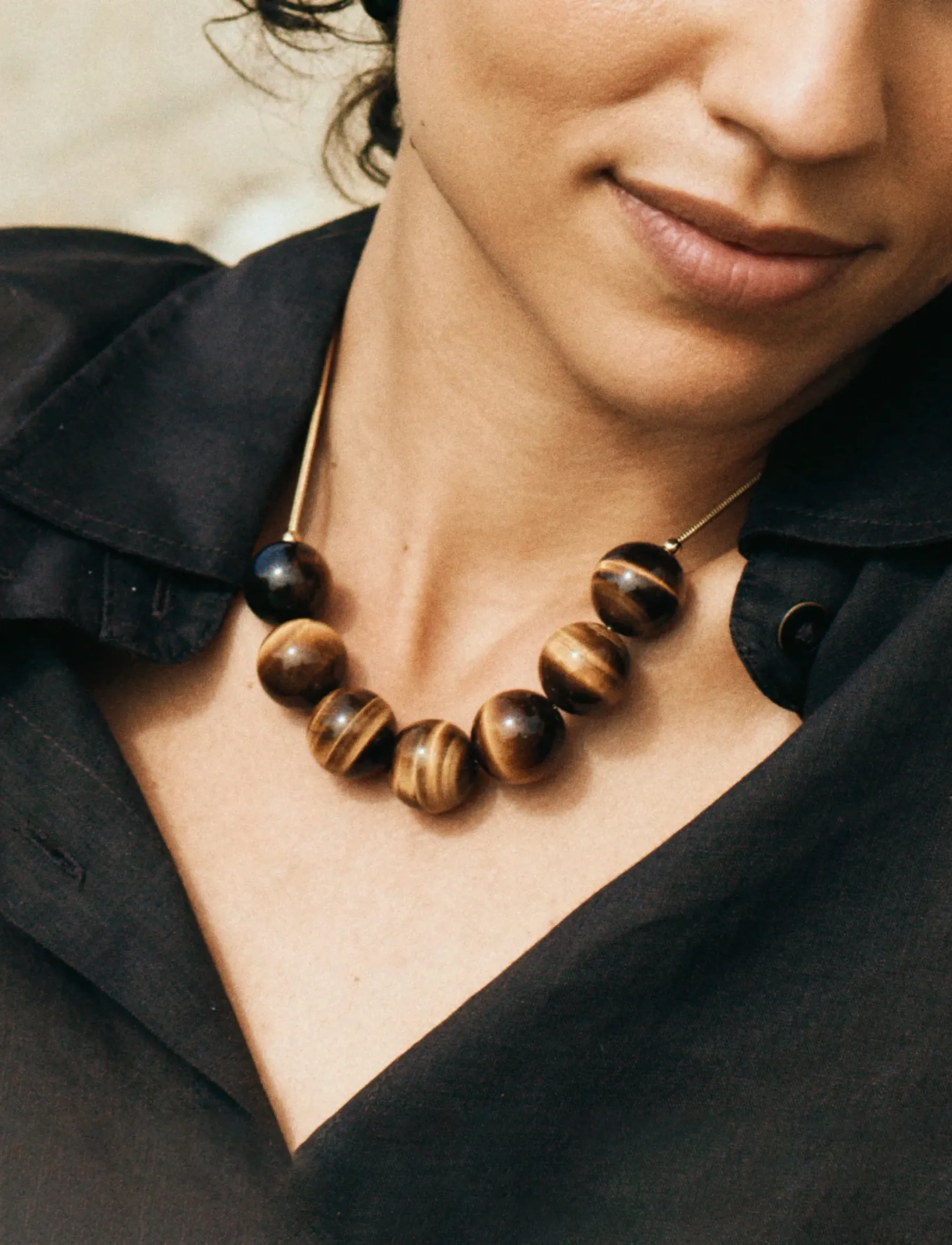 Edblad Aura Necklace Maxi Gold/Brown One Size, One Size 0 - 70 cm, Brown, Halskæder > Statement-Halskæder, Dame
