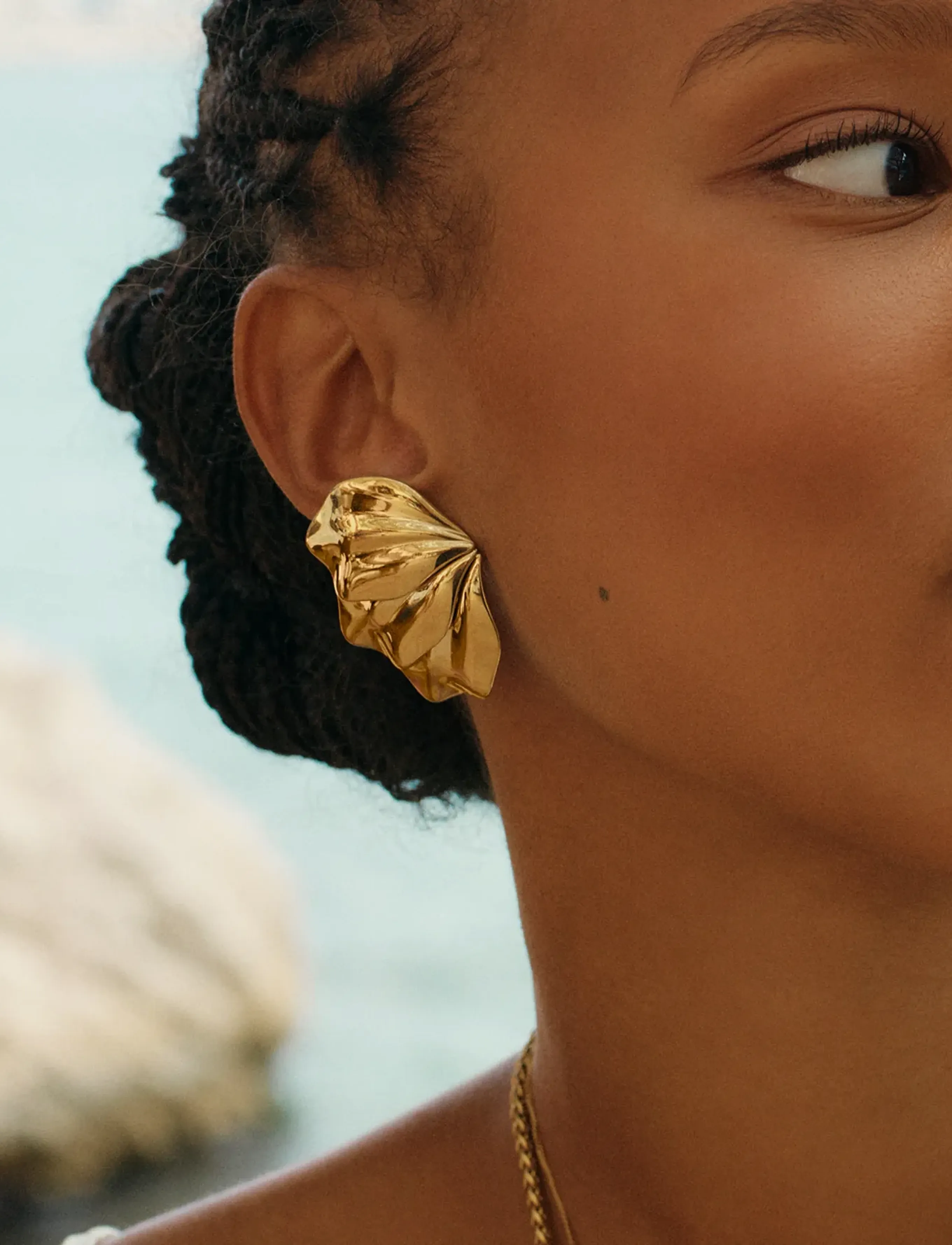 Edblad Petal Studs L Gold One Size, Earrings, - Studs, Frauen