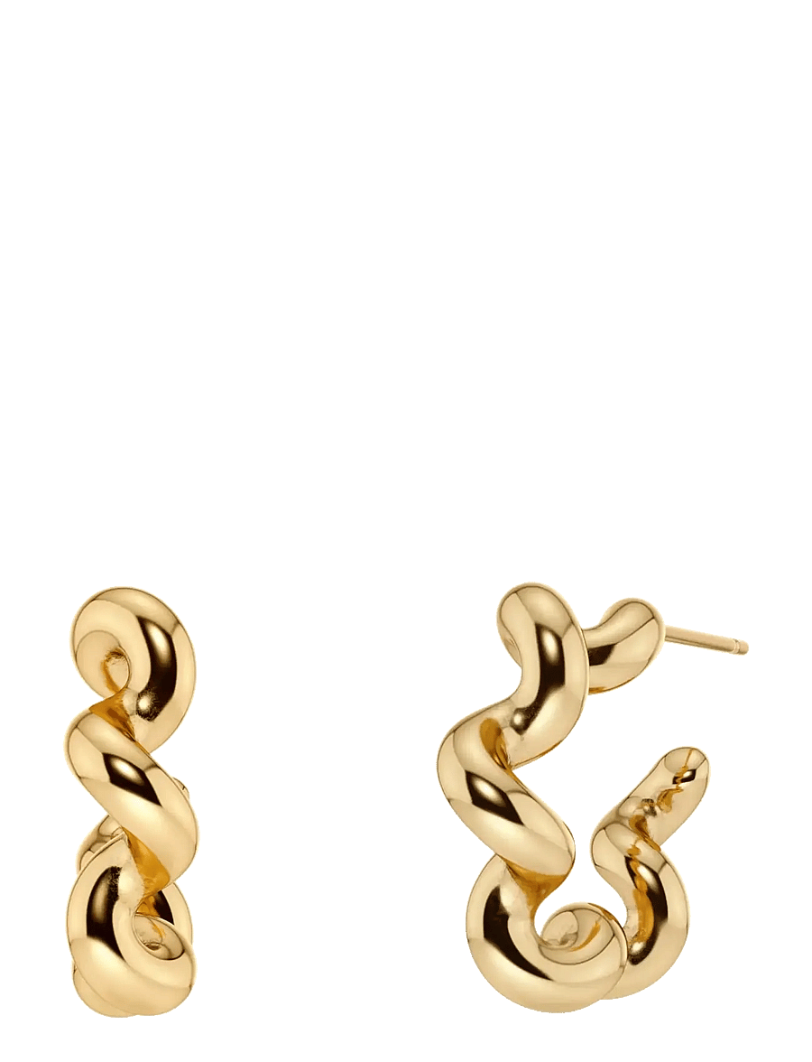 Edblad - Spiral Hoops L Gold One Size - lanko formos auskarai - gold - 1