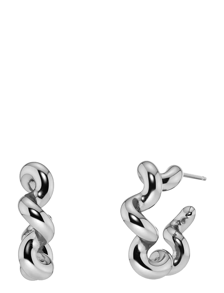 Edblad - Spiral Hoops L Silver One Size - hringeyrnalokkar - silver - 1