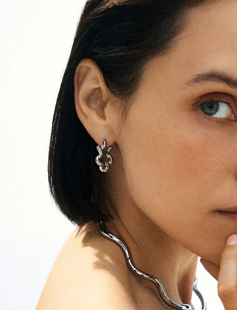 Edblad - Spiral Hoops L Silver One Size - hringeyrnalokkar - silver - 0