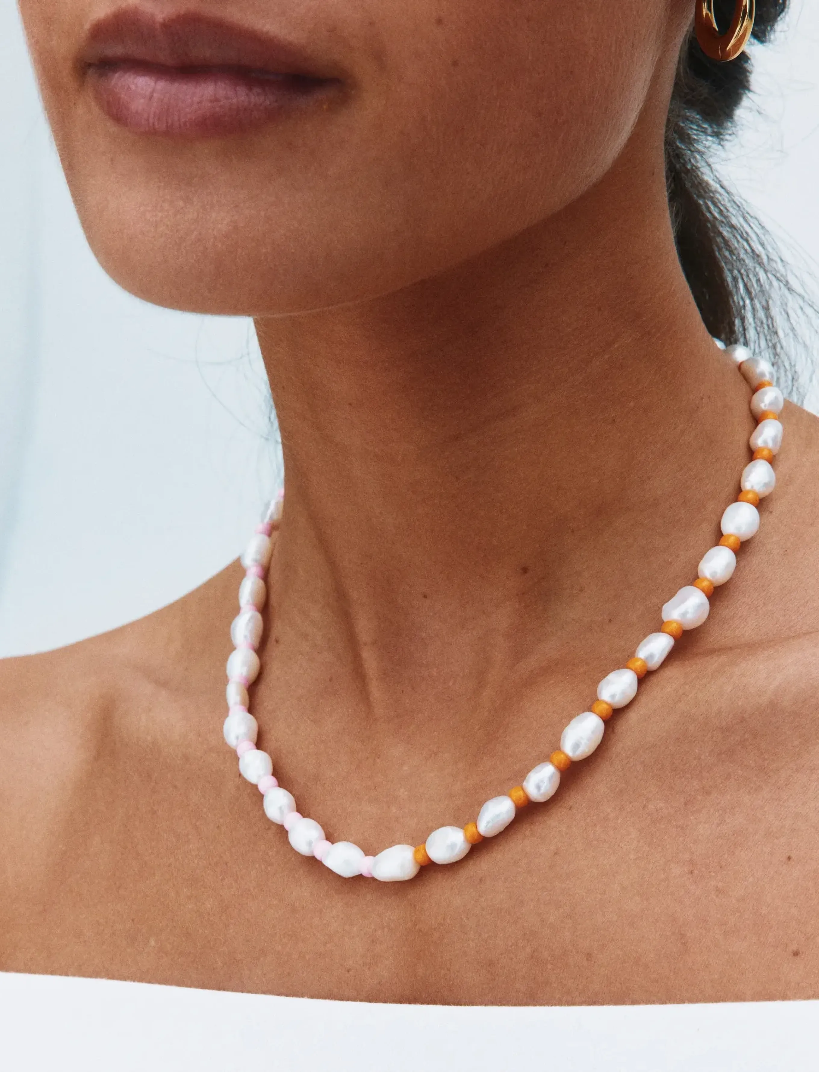 Edblad Voyage Necklace Gold/Multi One Size, Size 45 cm, Necklaces, Mehrfarbig/gemustert - Pearl Frauen
