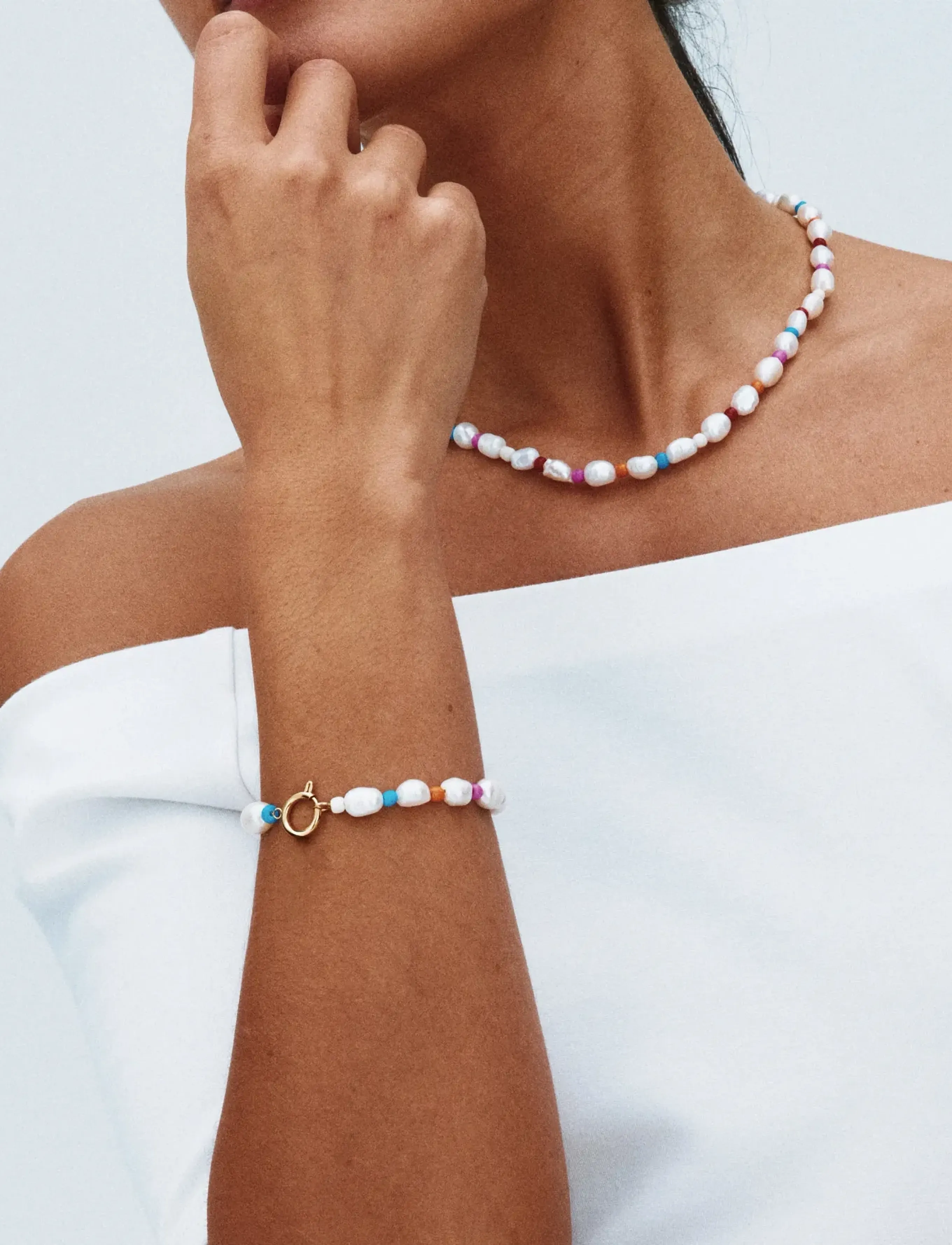 Edblad Voyage Bracelet Gold/Multi L, S 16 cm, Bracelets, Mehrfarbig/gemustert - Pearl Frauen