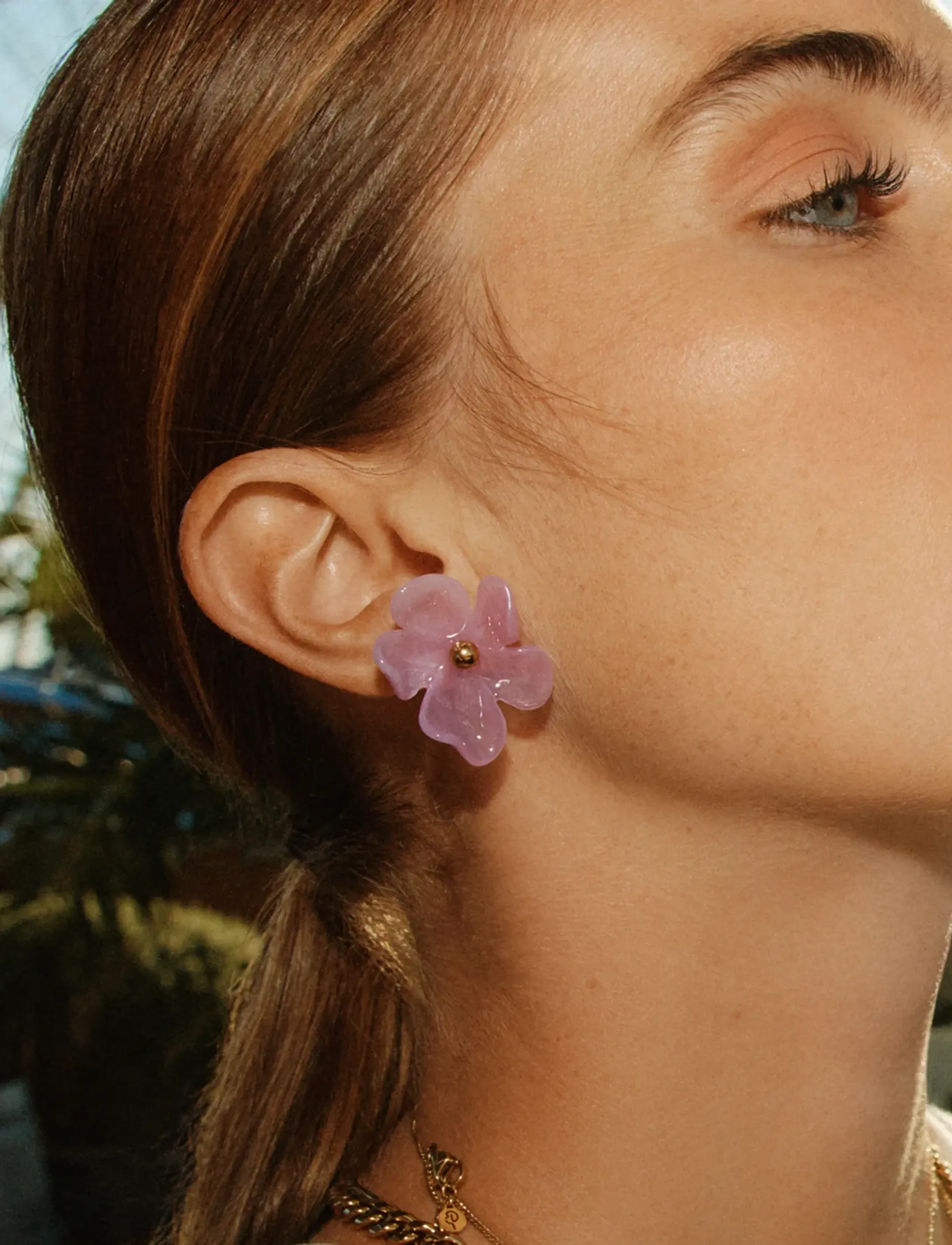Edblad Wildflower Studs Gold/Pink One Size, Earrings, Rosa - Studs, Frauen