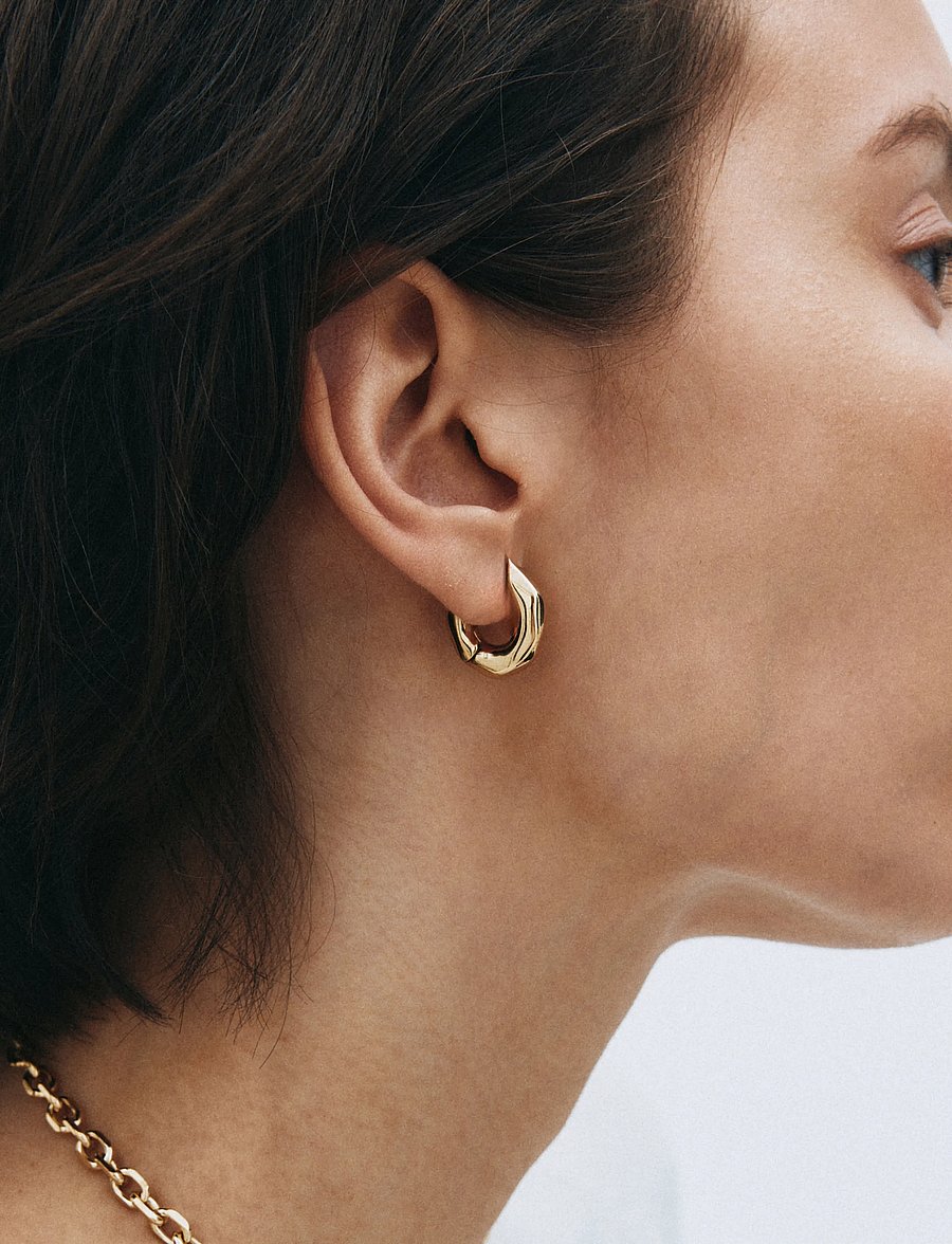 Edblad - Crystalite Hoops L Gold One Size - creoler & hoops - gold - 0