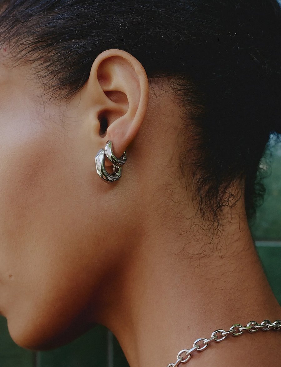 Edblad - Crystalite Hoops L Silver One Size - creoler & hoops - silver - 0