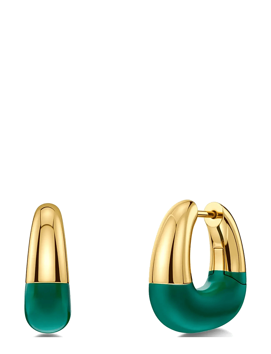 Edblad - Lore Hoops L Gold/Green One Size - creoler & hoops - gold - 1