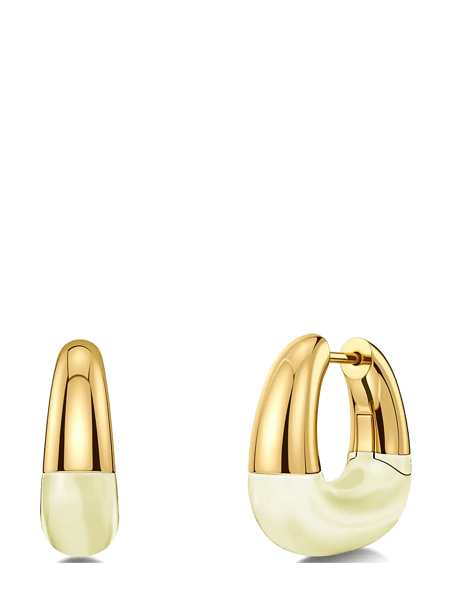 Edblad - Lore Hoops L Gold/White One Size - creoler & hoops - gold - 1