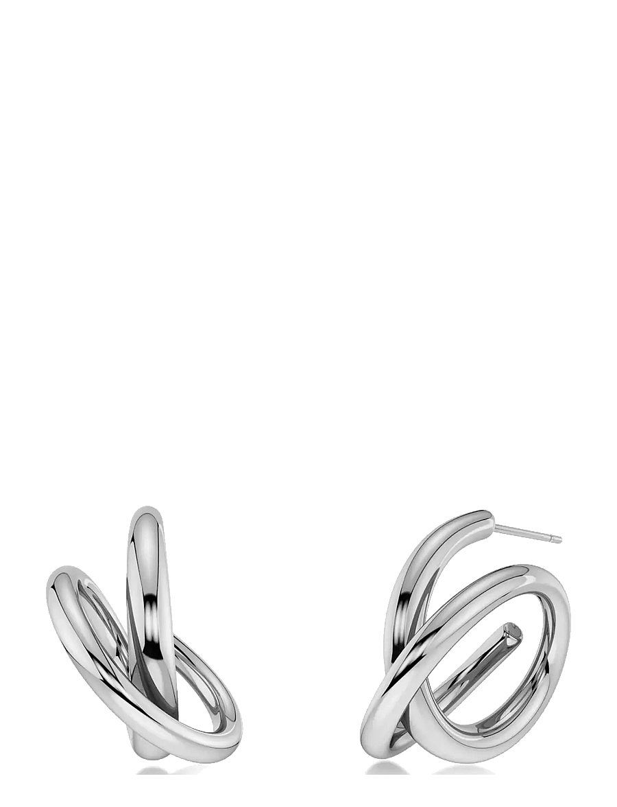 Edblad - Nouveau Hoops L Silver One Size - creoler & hoops - silver - 1