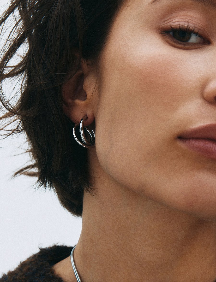 Edblad - Nouveau Hoops L Silver One Size - creoler & hoops - silver - 0