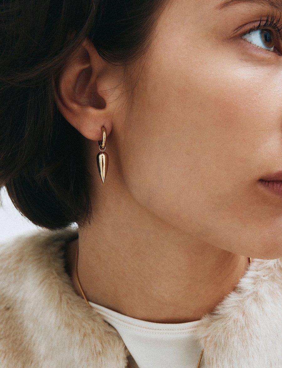 Edblad - Peak Spike Hoops Gold One Size - hängande örhängen - gold - 0