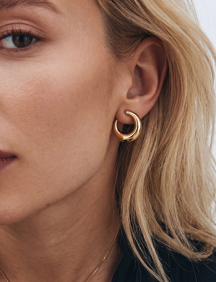 Edblad - Wishbone Hoops Gold One Size - creoler & hoops - gold - 0