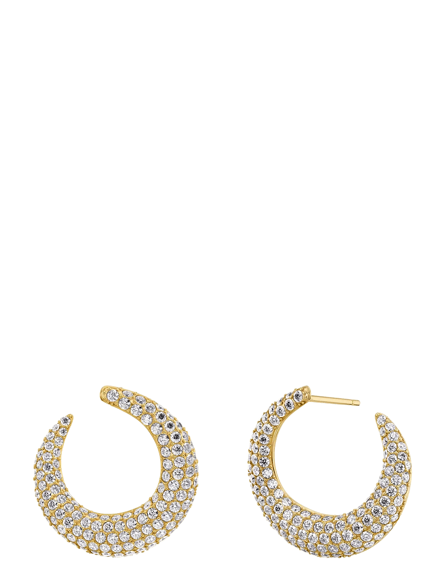 Edblad - Wishbone Hoops Sparkle Gold One Size - gold - 1
