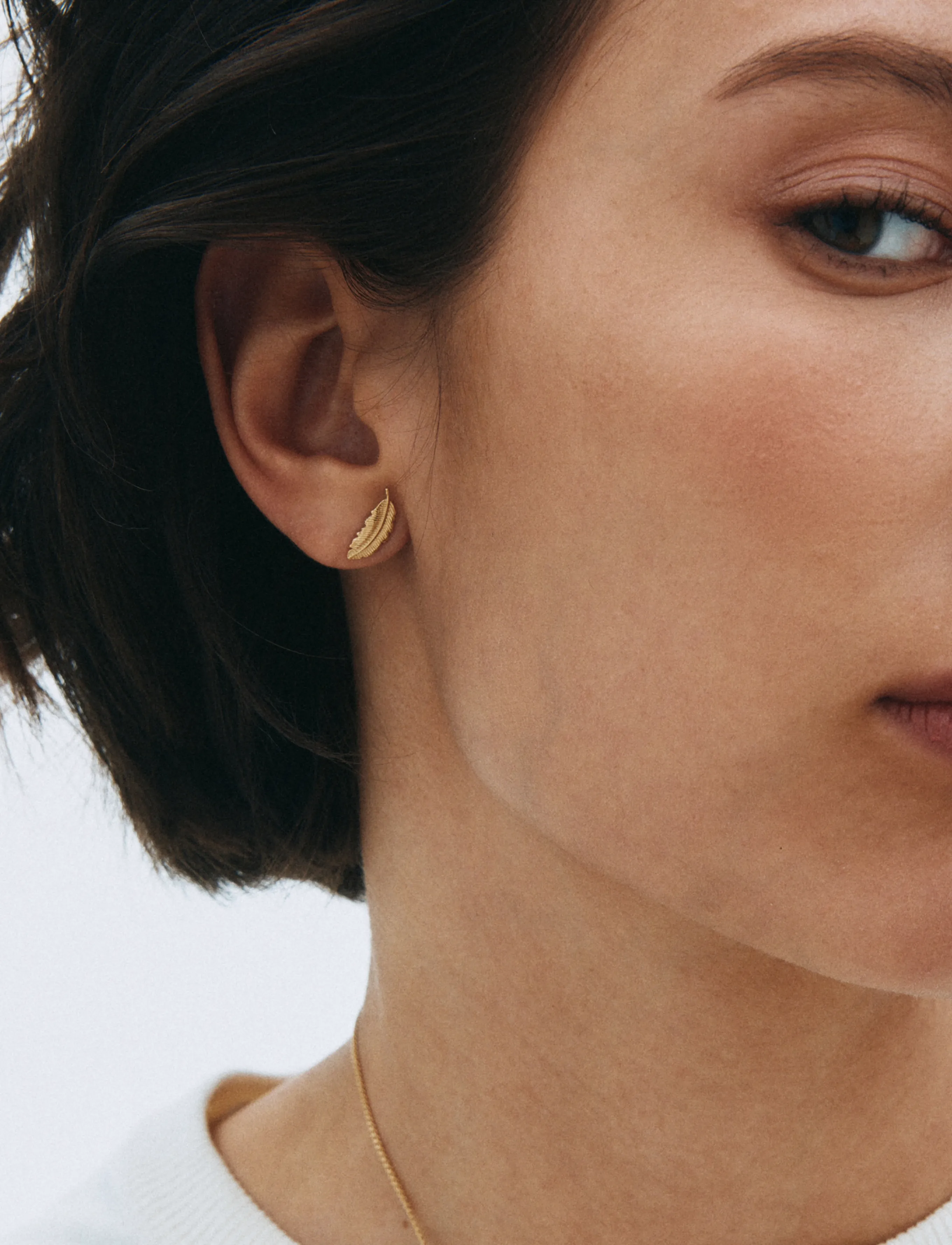 Edblad Feather Studs Gold One Size, Earrings, - Studs, Frauen