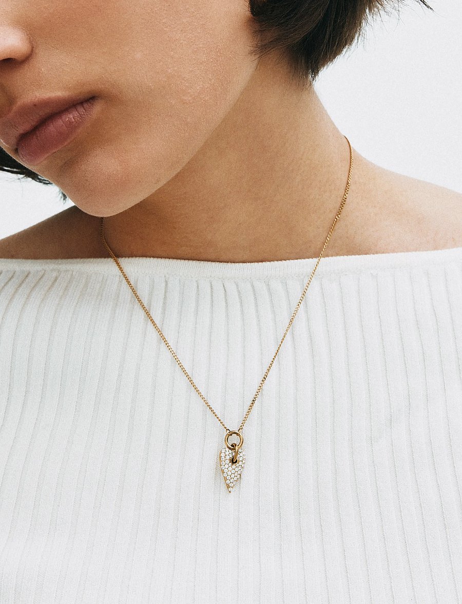Edblad - Amore Sparkle Necklace L Gold One Size - ketten mit anhänger - gold - 0