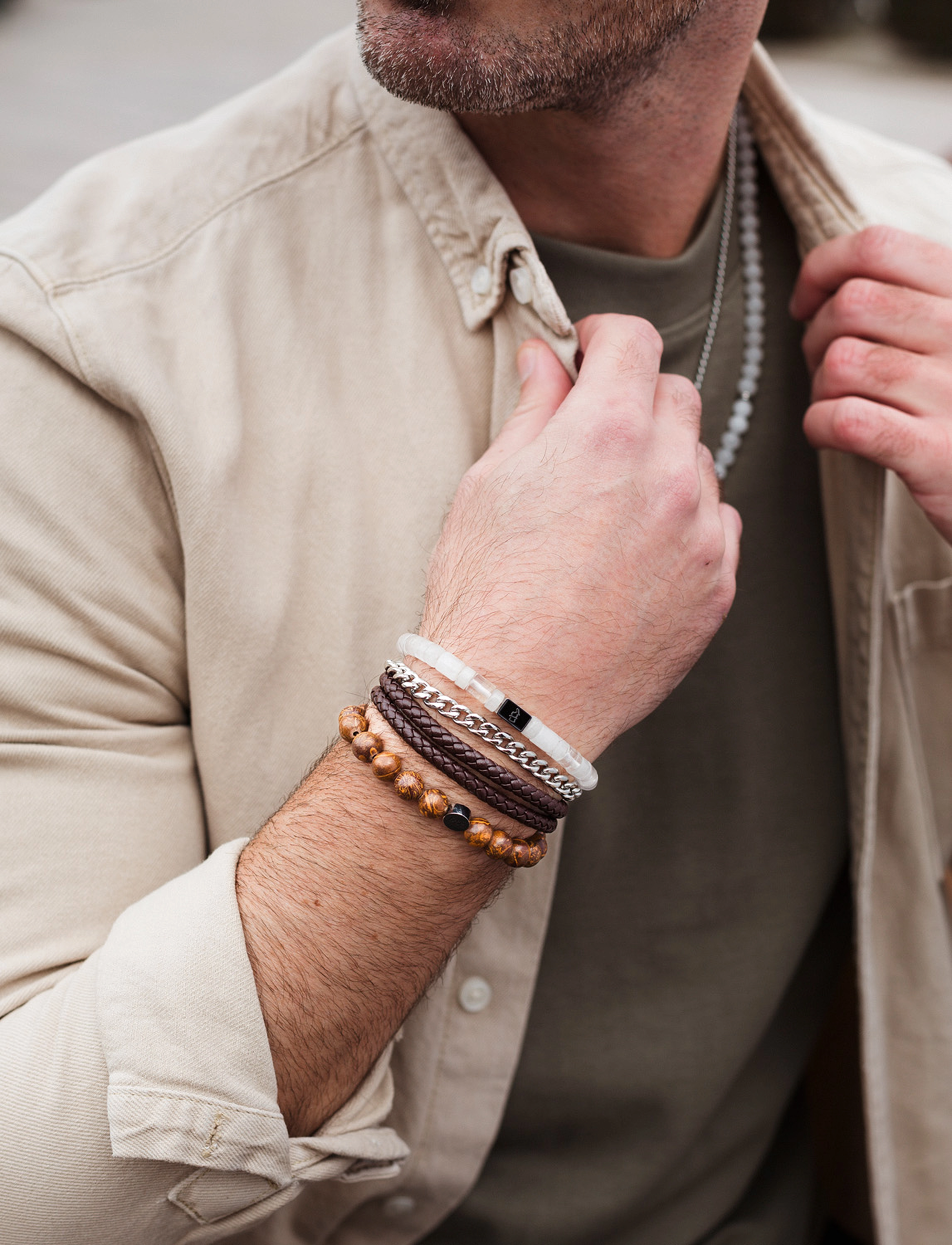 edd. Beads Bracelet 8Mm, 5 cm, Jewellery, Braun - Bracelets, Männerswear