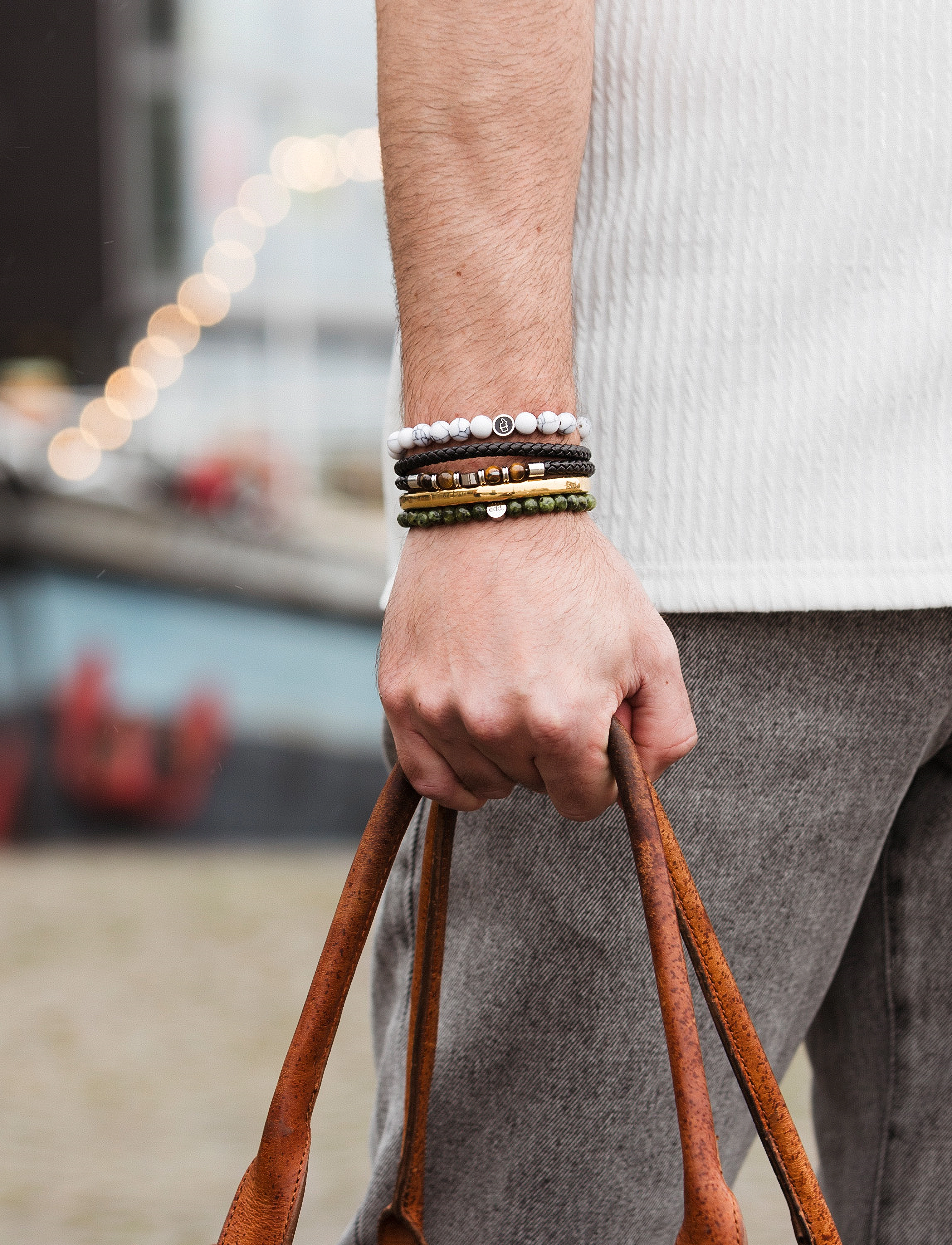 edd. Beads Bracelet 8Mm, S 18, Jewellery, Weiß - Bracelets, Männerswear