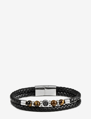 Leather/Beads Combo Bracelet - BLACK