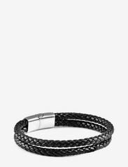 Leather Bracelet Double Rope - BLACK