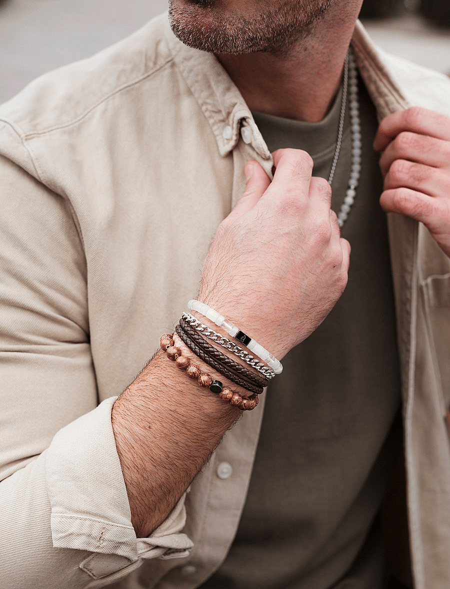 edd. - Leather Bracelet Double Rope - armbänder - brown - 0