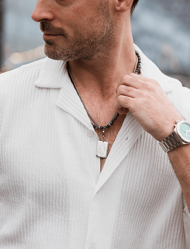 edd. - Beads Necklace 6mm - halskæder - grey - 0