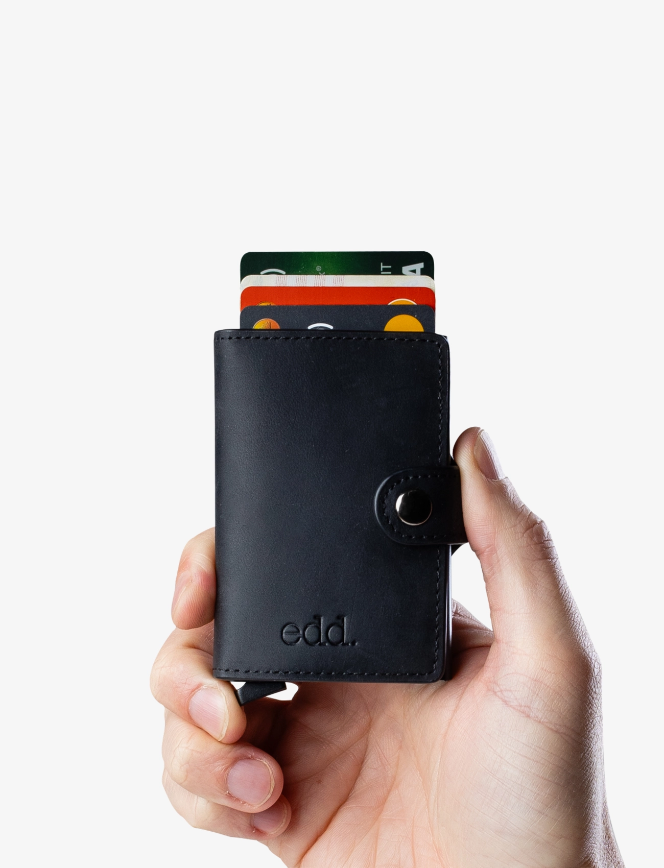 edd. - RFID Leather/Alu Card Holder - korthållare - black - 2