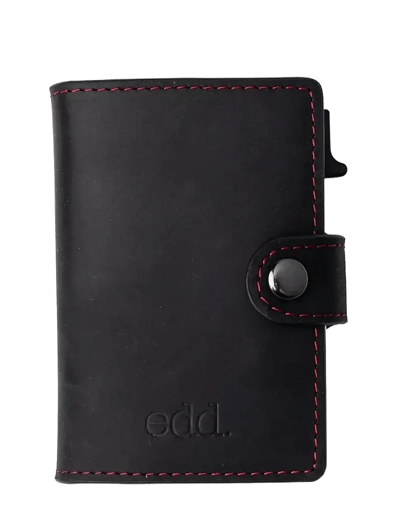 edd. - RFID Leather/Alu Card Holder - kaardihoidjad - black/red - 0