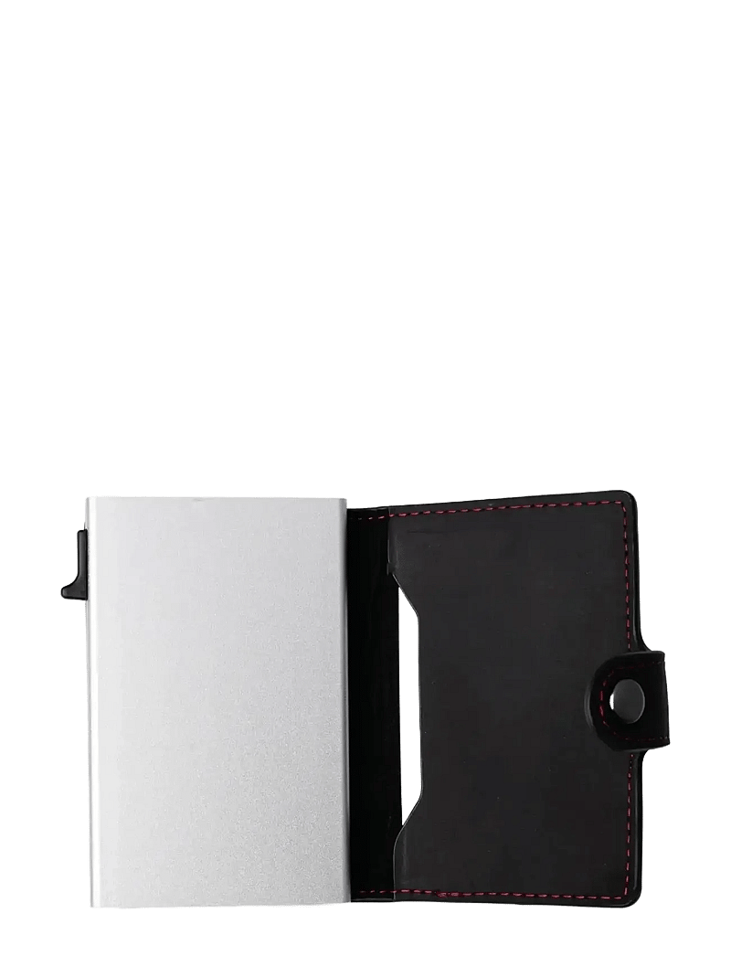 edd. - RFID Leather/Alu Card Holder - kaardihoidjad - black/red - 2