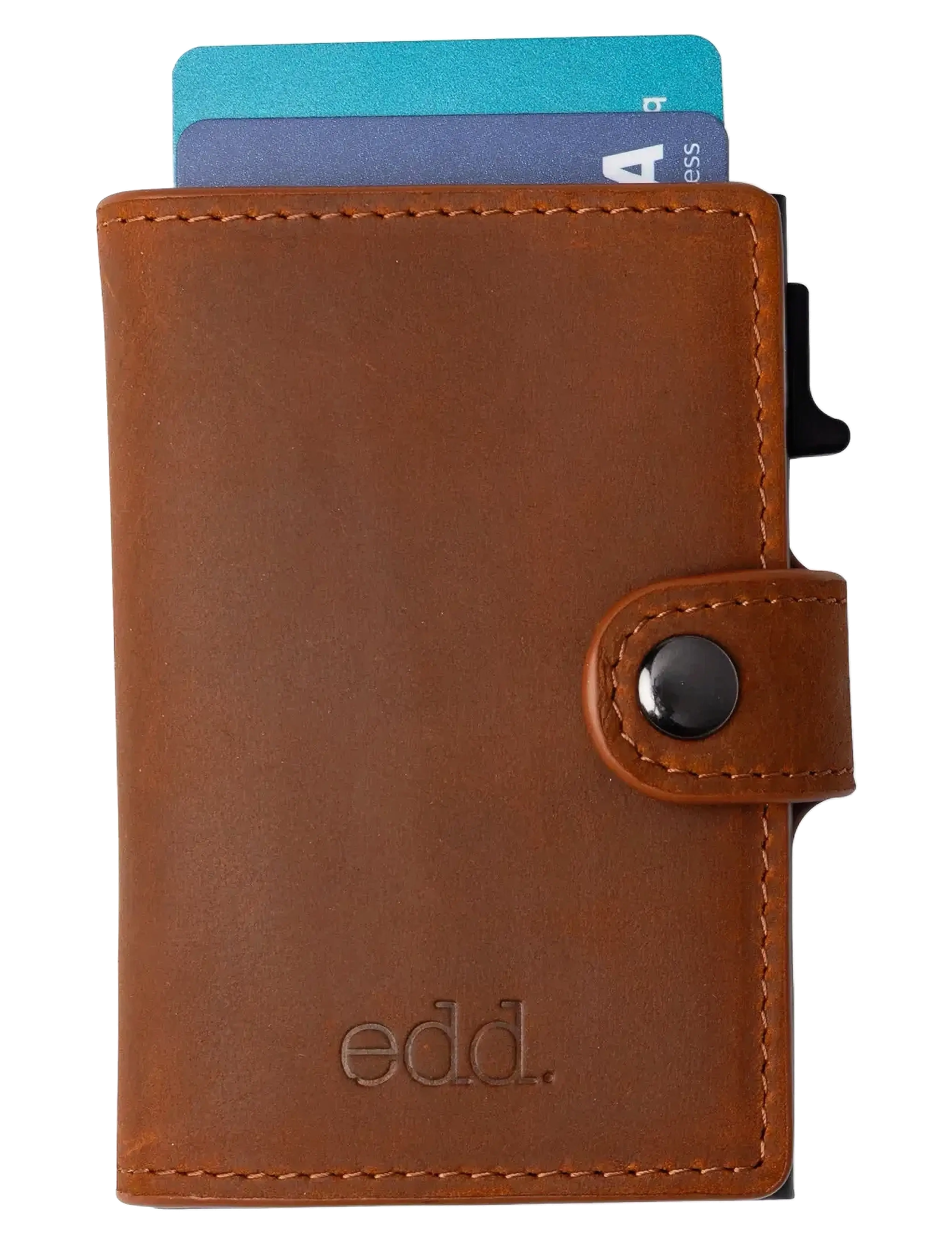 edd. - RFID Leather/Alu Card Holder - korthållare - brown - 2