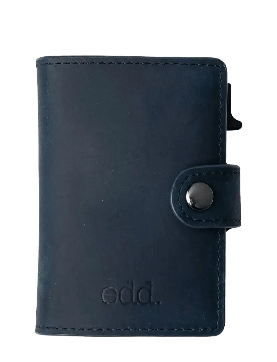 edd. - RFID Leather/Alu Card Holder - korthållare - navy - 0
