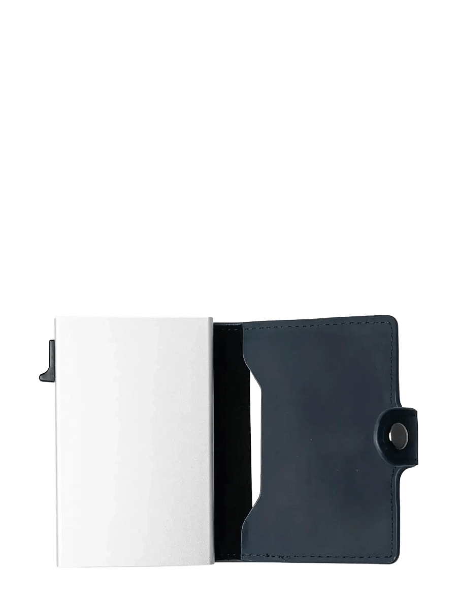 edd. - RFID Leather/Alu Card Holder - korthållare - navy - 2