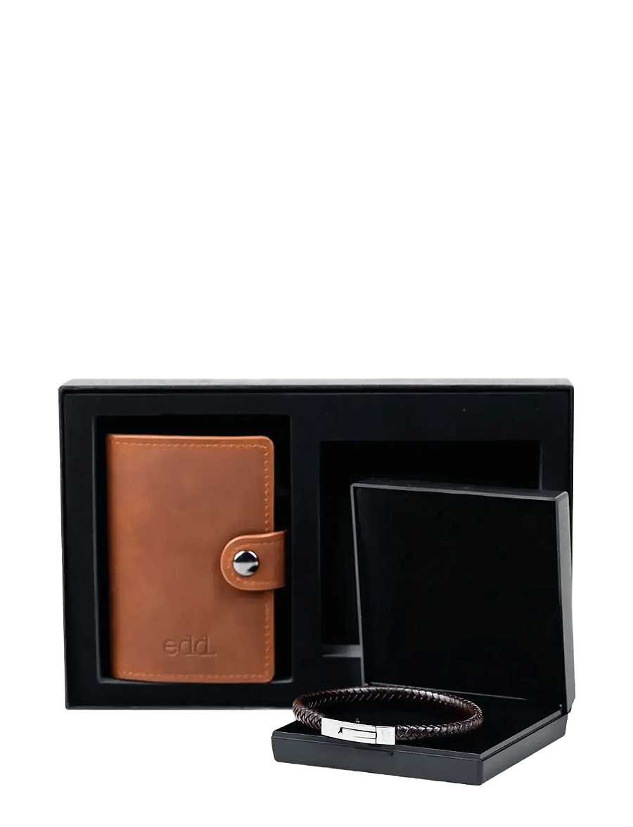 edd. - Gift Set Card Holder/Bracelet - armbönd - brown - 0