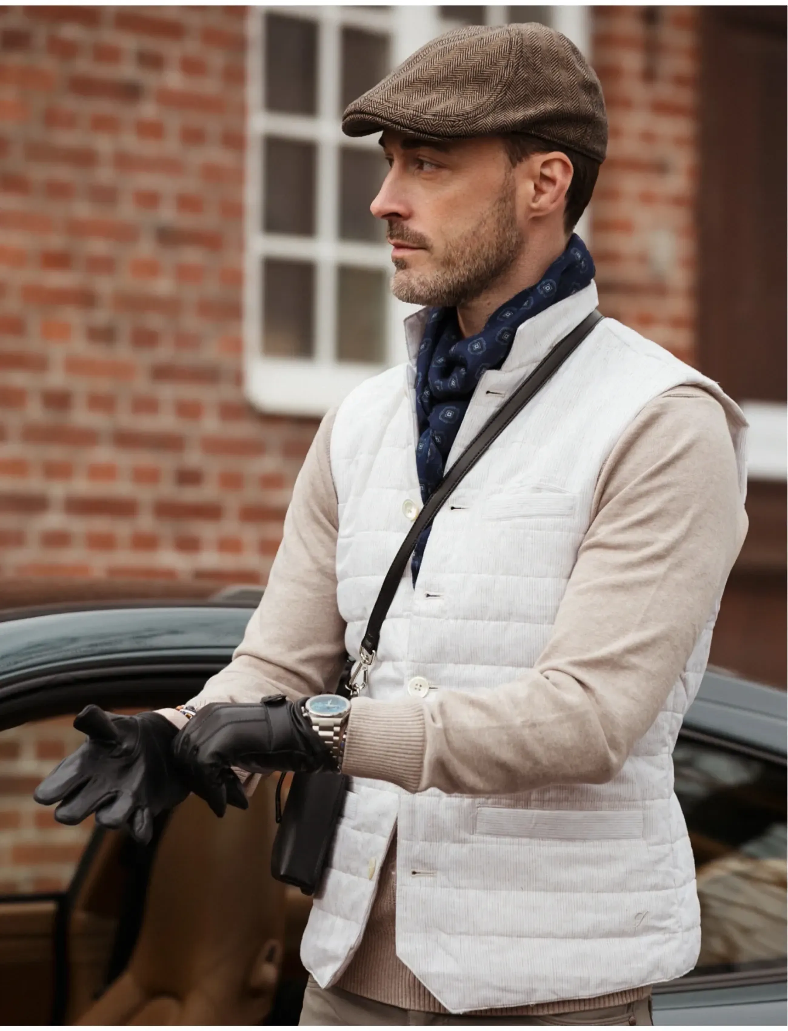 edd. Scarves, Mænd, Mønstret Tørklæde, Navy, Str: ONE SIZE 180 cm