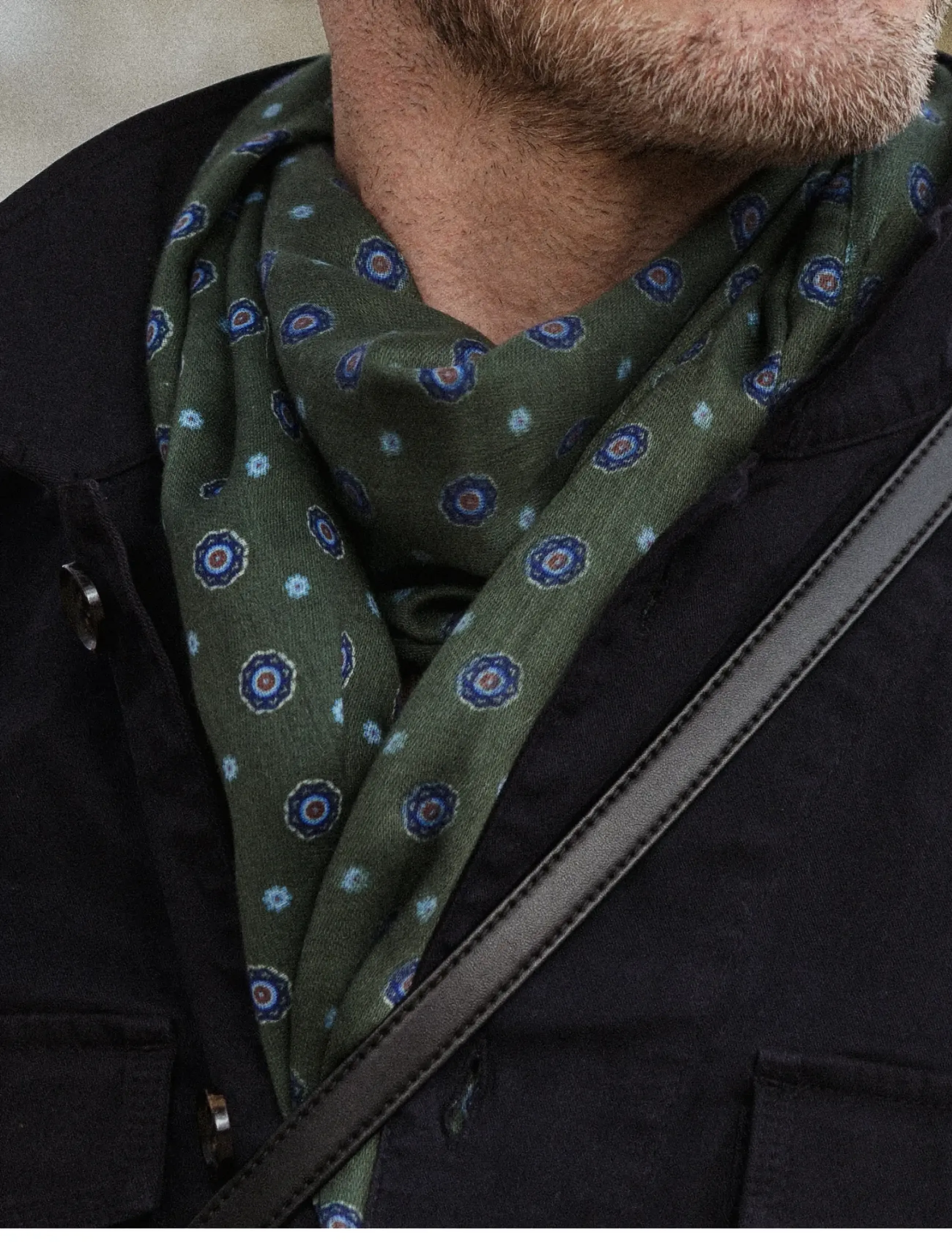 edd. Scarves, Mænd, Mønstret Tørklæde, Kakigrøn, Str: ONE SIZE 180 cm