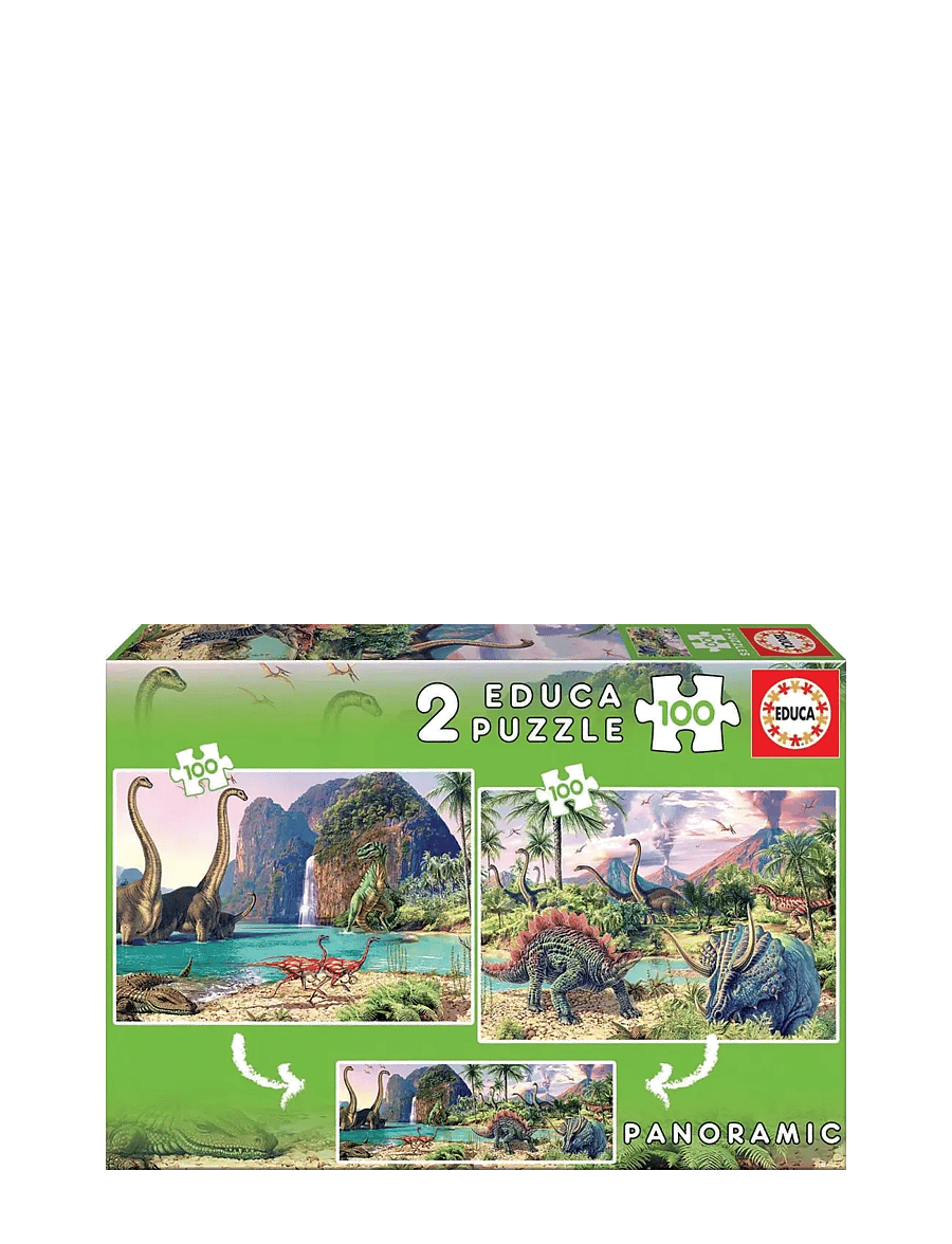 Educa - Educa 2x100 Dino World - klassiske puslespil - multi - 0