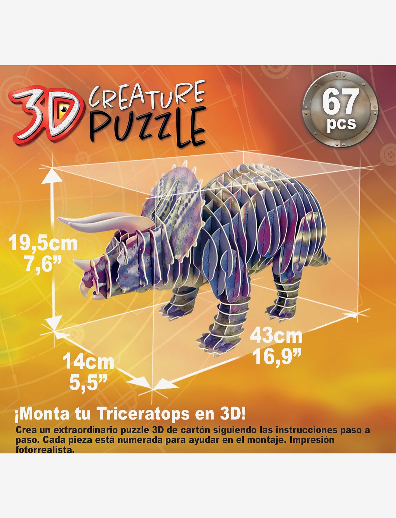 Educa - Educa Triceratops 3D Creature Puzzle - 3d-puslespil - multi - 1