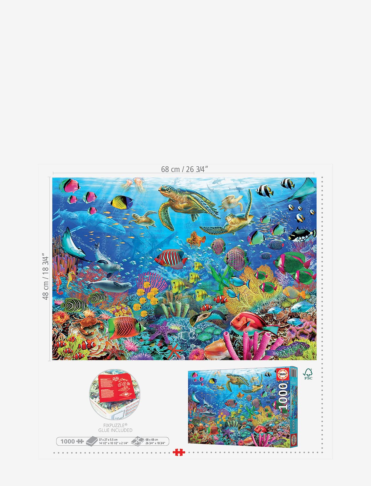 Educa - Educa 1000 Tropical Fantasy Turtles - klassiske puslespil - multi - 2