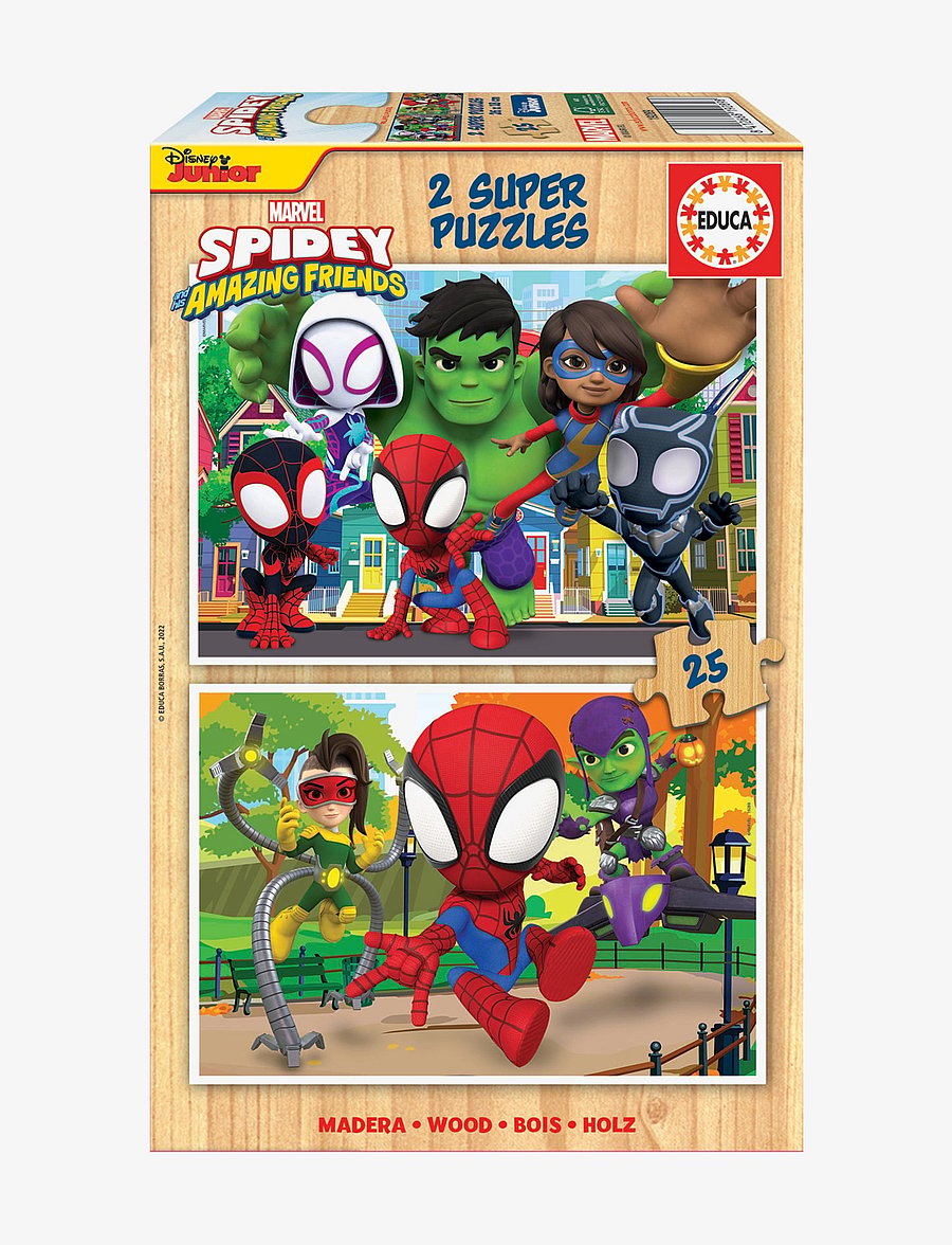 Educa - Educa 2x25 Spidey & His Amazing Friends Wood - træpuslespil - multi - 0