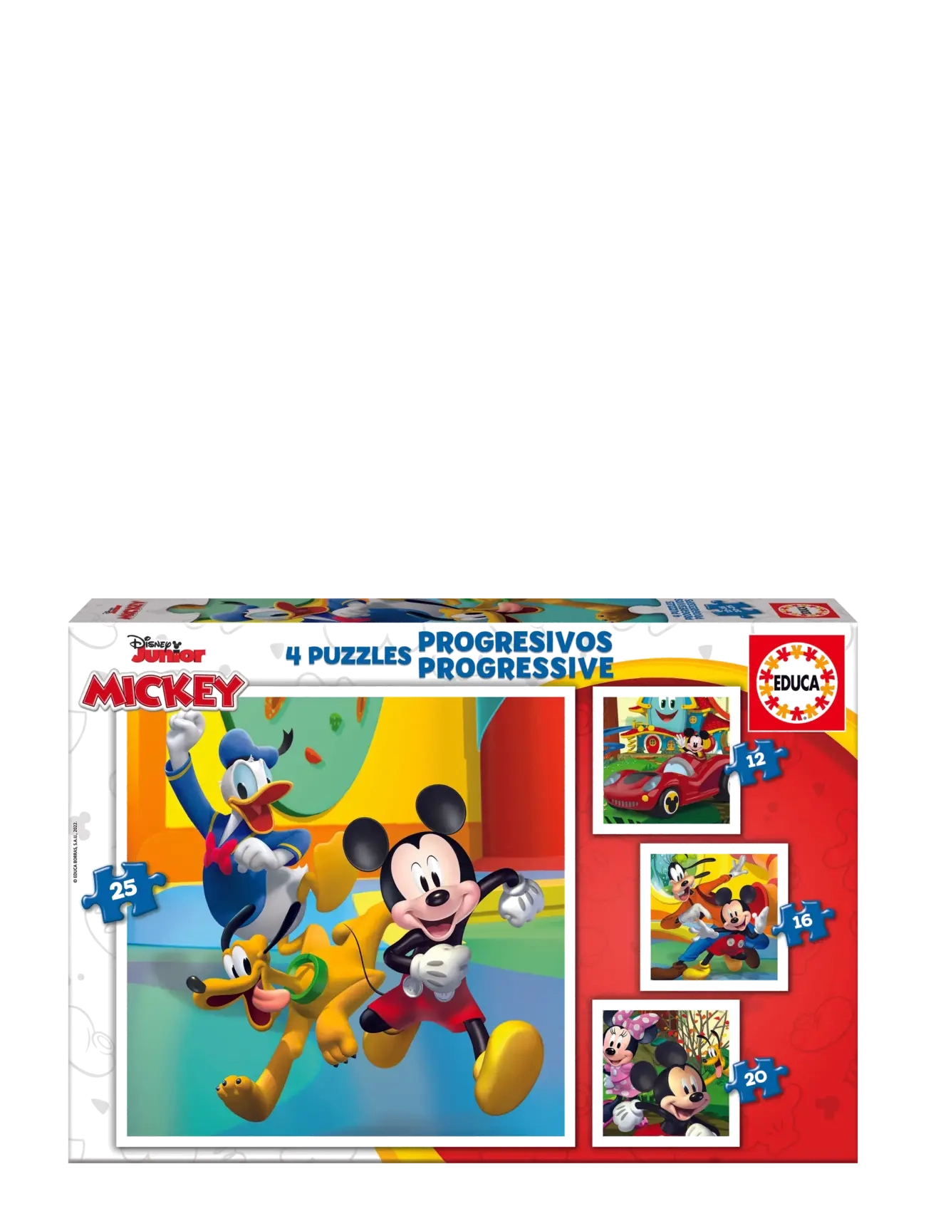 Educa 12-16-20-25 Progressive Mickey & Friends, Børn, Classic Puslespil, Multi/mønstret, Str: ONE SIZE