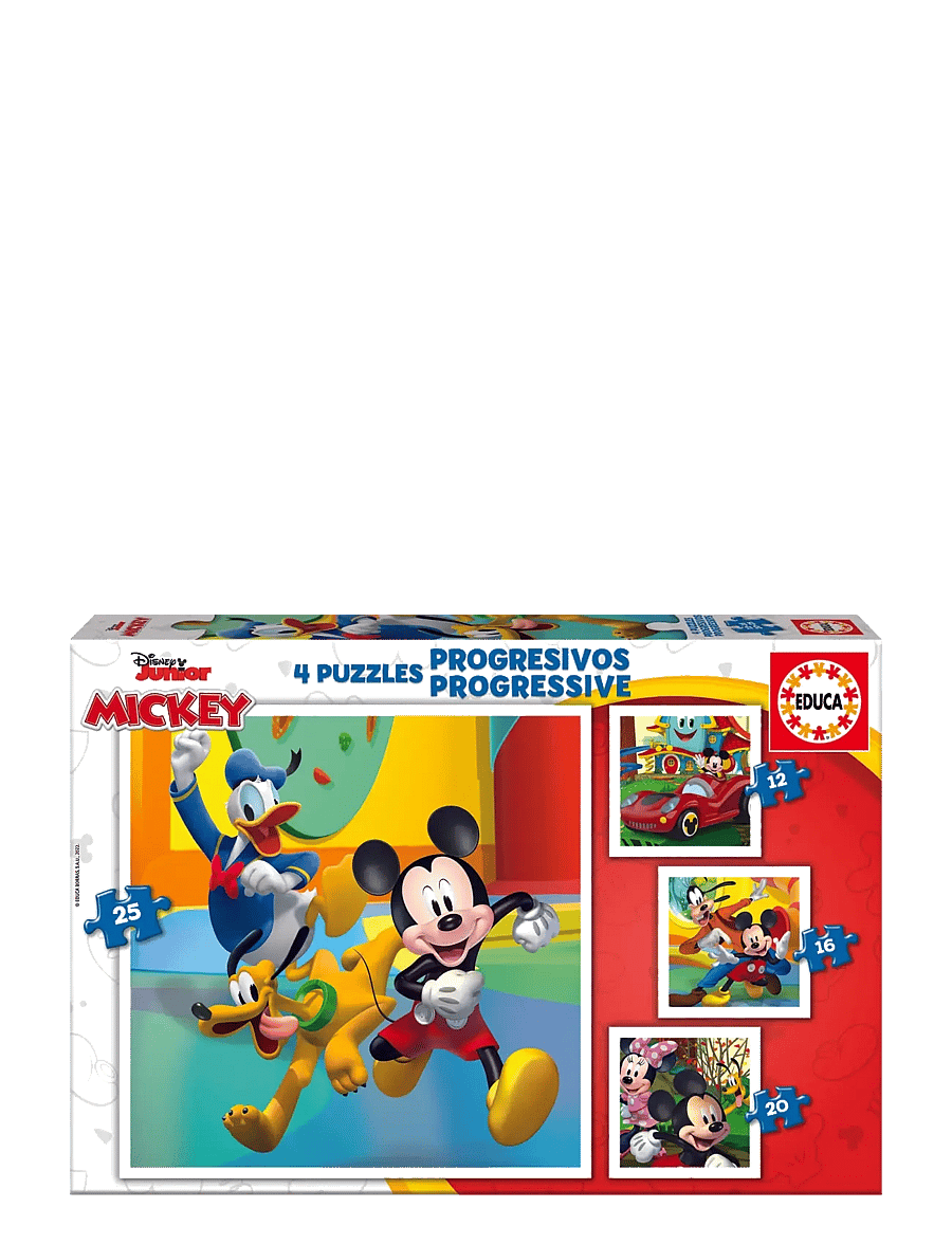 Educa - Educa 12-16-20-25 Progressive Mickey & Friends - klassiske puslespil - multi - 0