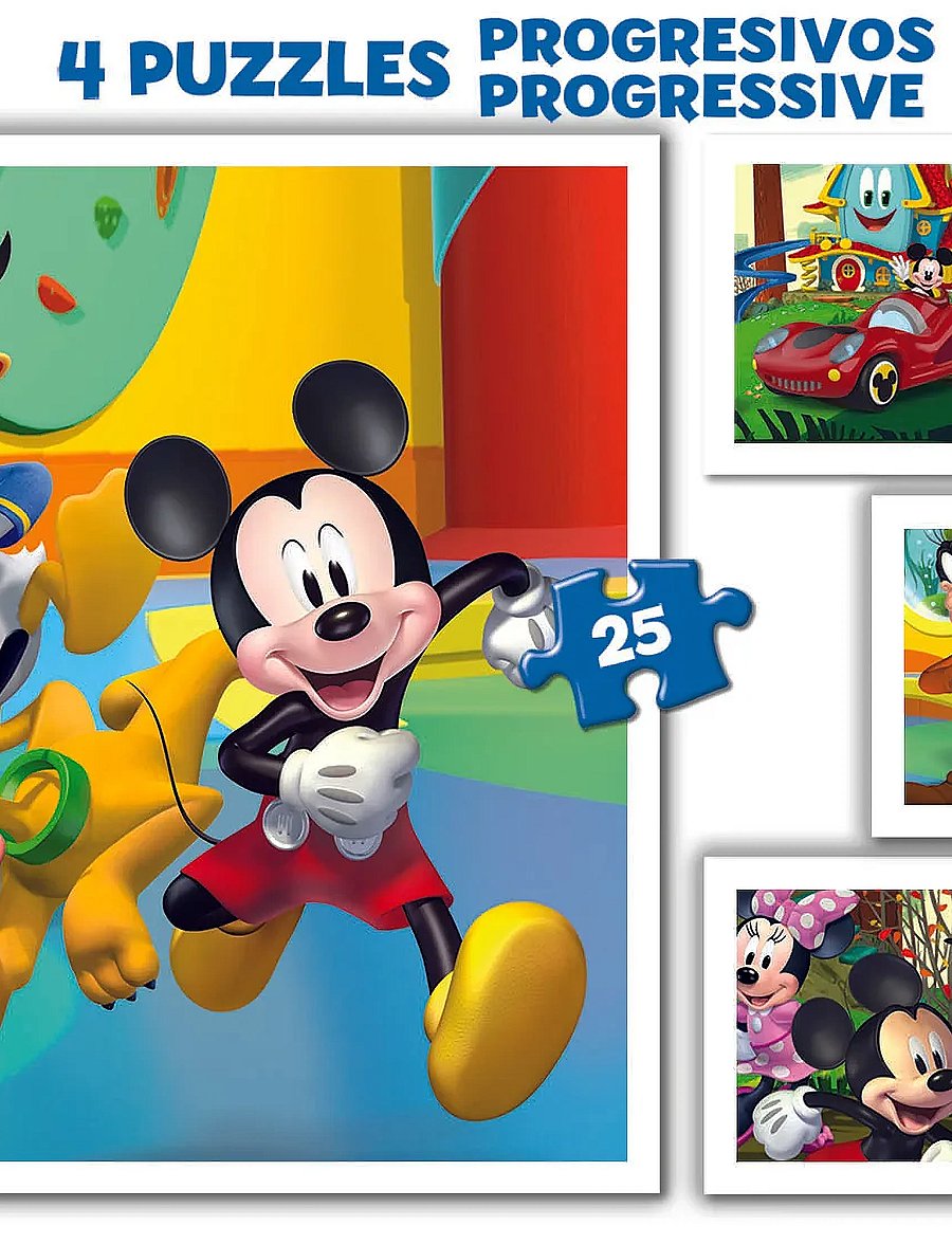 Educa - Educa 12-16-20-25 Progressive Mickey & Friends - klassiske puslespil - multi - 1