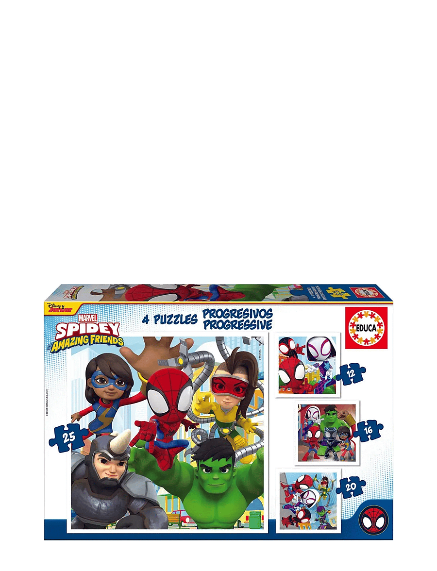 Educa - Educa 12-16-20-25 Progres. Spidey&Amazing Friends - klassiske puslespil - multi - 0