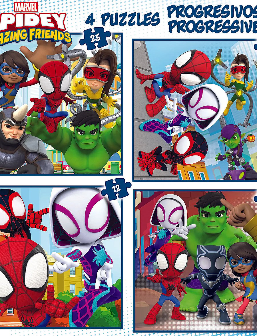 Educa - Educa 12-16-20-25 Progres. Spidey&Amazing Friends - klassiske puslespil - multi - 1