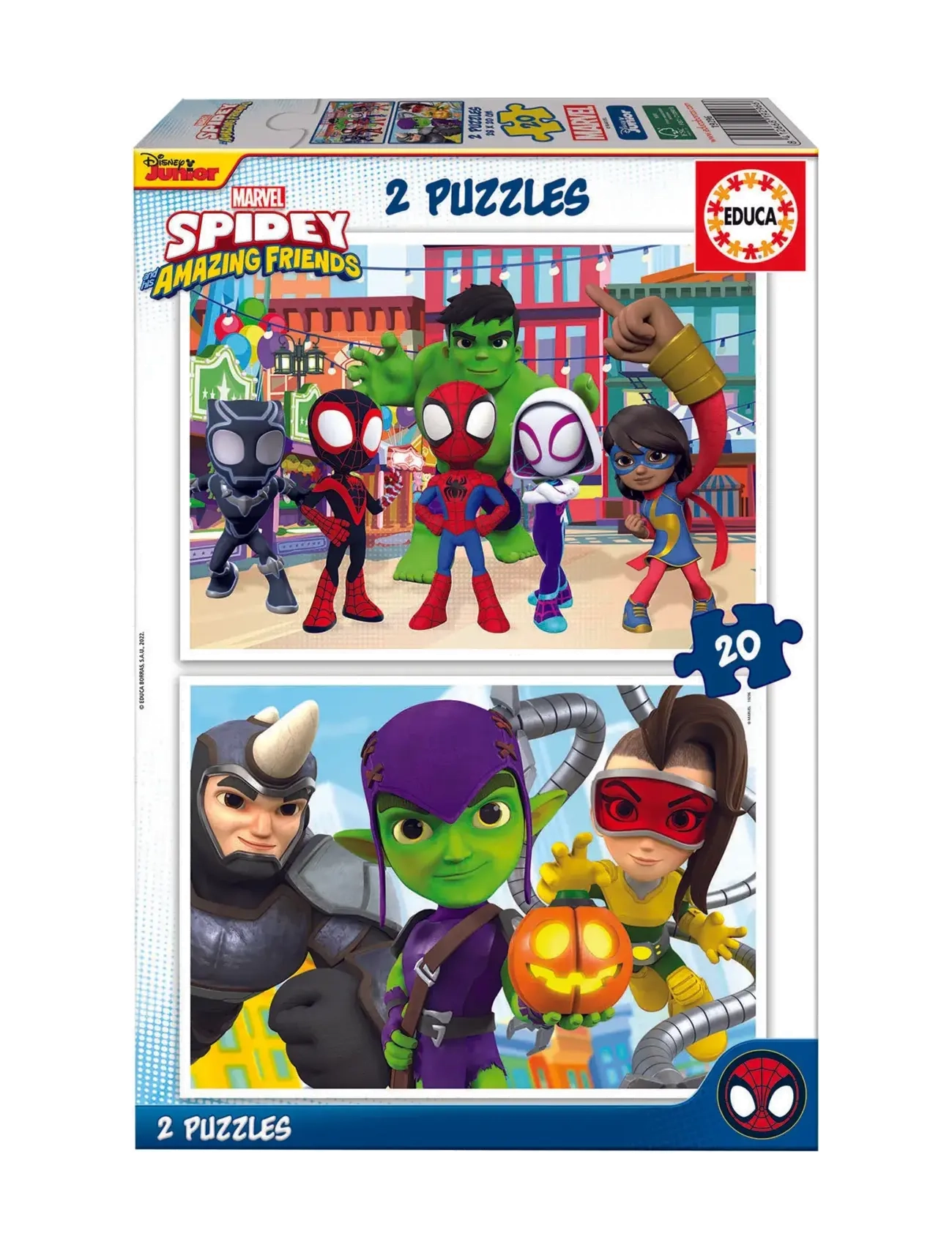 Educa Educa 2X20 Spidey & His Amazing Friends, One Size, Multi/patterned, Puslespil > Klassiske Puslespil, Børn