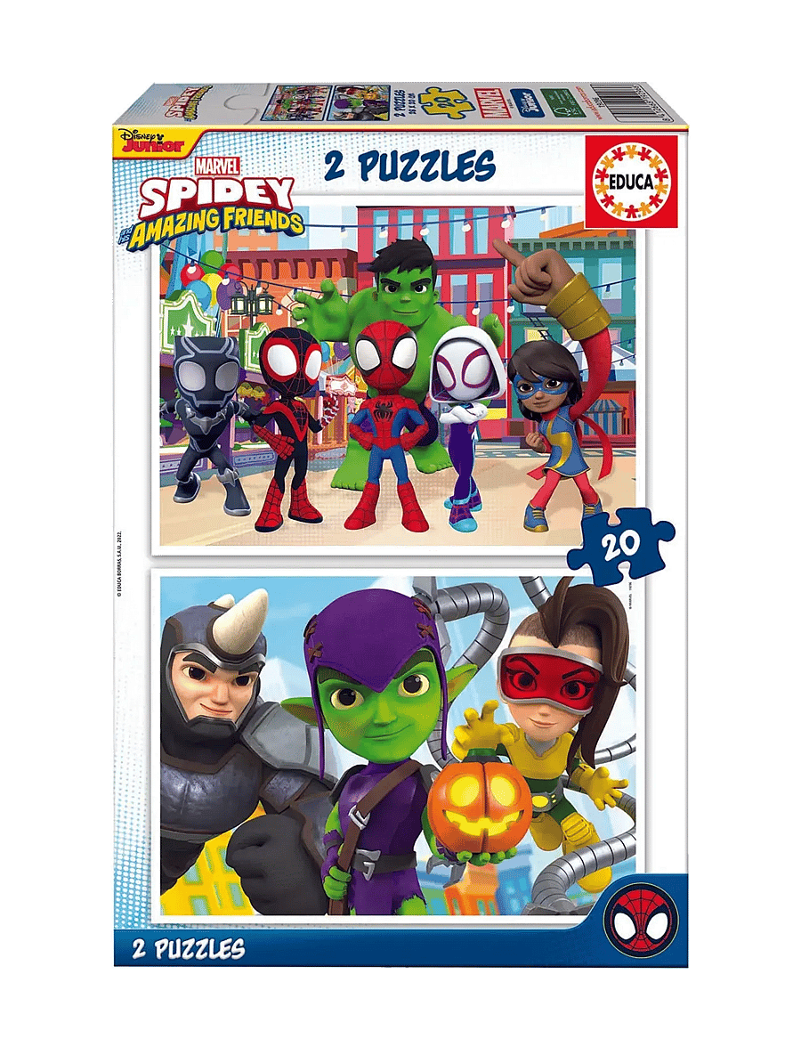 Educa - Educa 2x20 Spidey & His Amazing Friends - klassiske puslespil - multi - 0