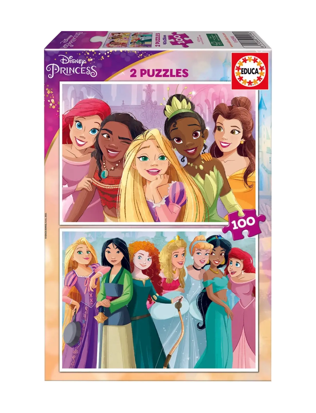 Educa 2X100 Disney Princess, Børn, Classic Puslespil, Multi/mønstret, Str: ONE SIZE
