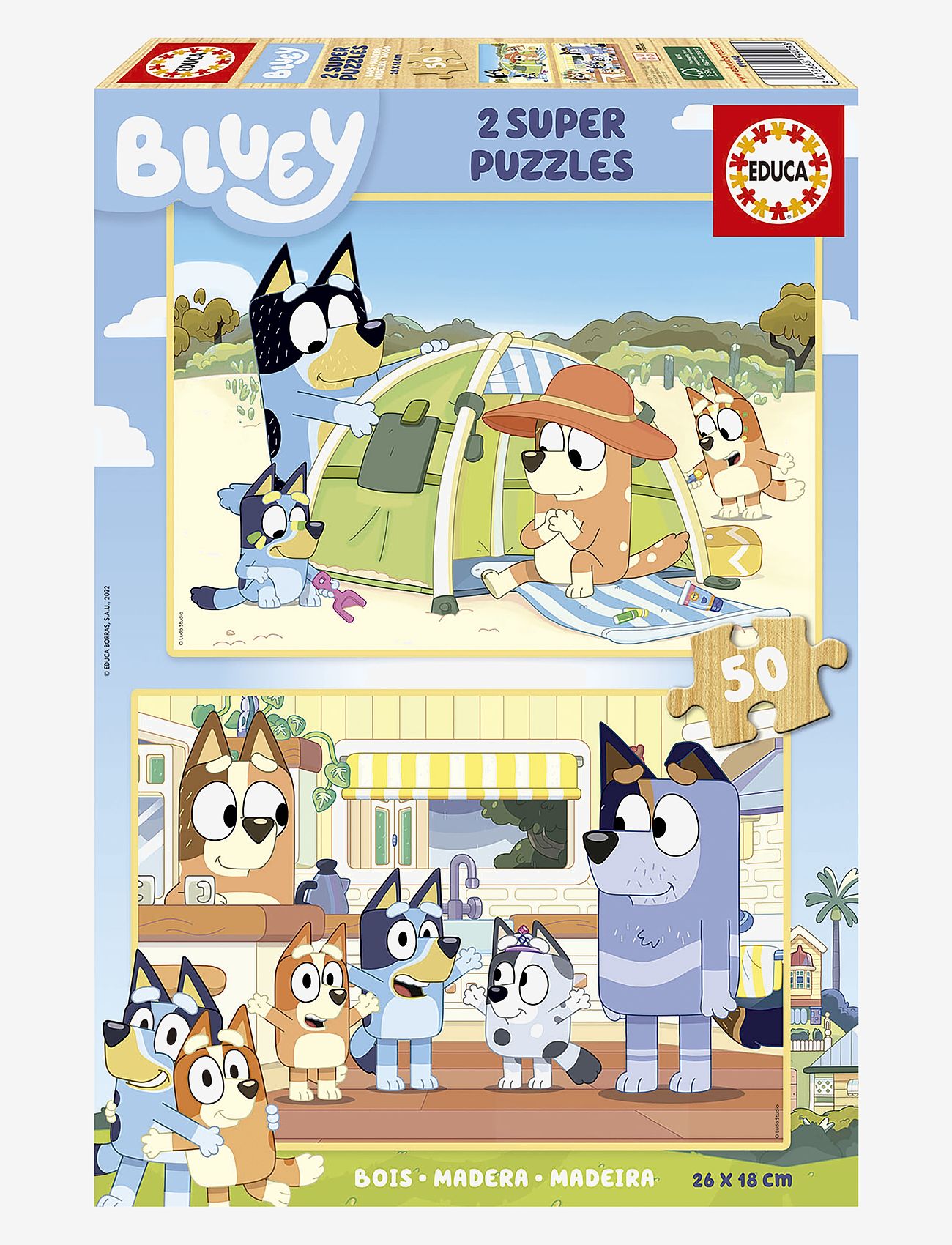 Educa - Educa Bluey 2 X 50, Wood - träpussel - multi - 0